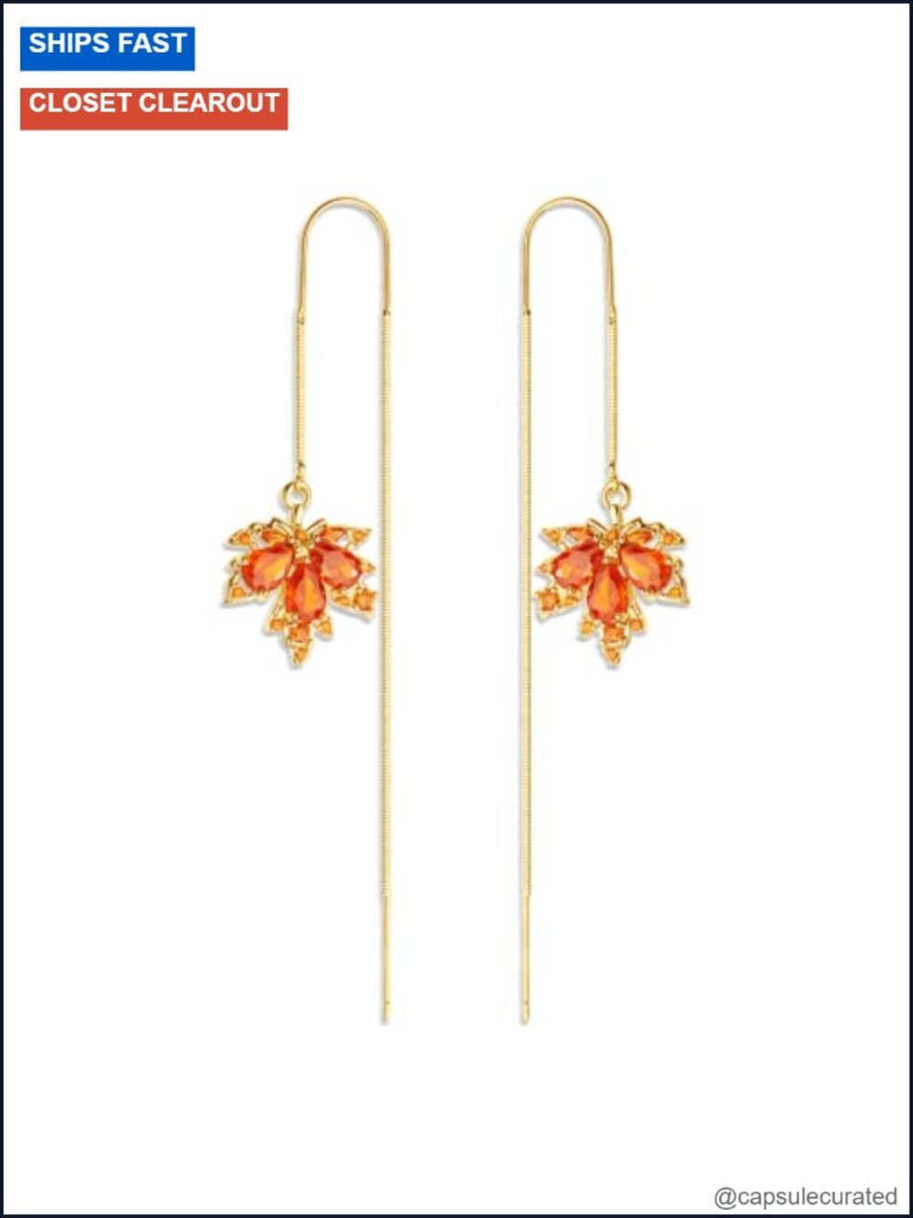 14k Gold Plated 925 Sterling Silver Threader Drop Earrings Cubic Zirconia Dangle